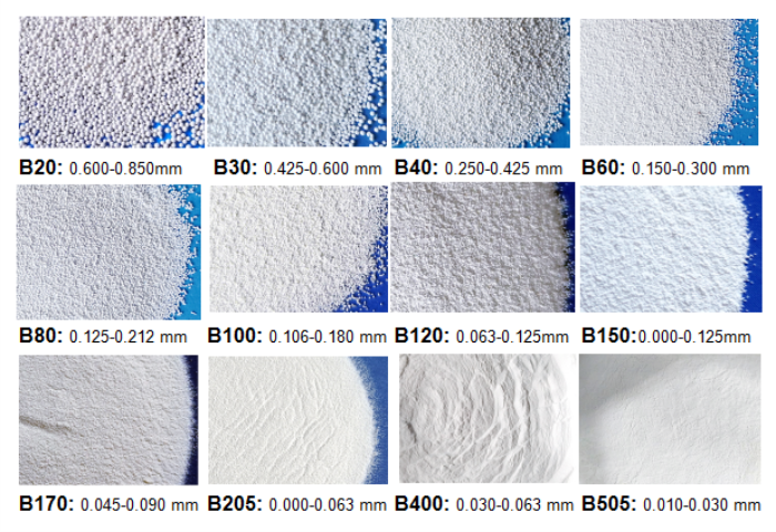 B40 Size 0.250 - 0.425 Mm Ceramic Bead Blasting Metal Surface Treatment Blasting Media