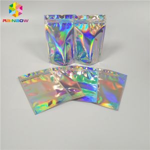 Cheap Resealable Cosmetic Packaging Bag Foil Hologram Mylar k Pouch With Easy Tear for sale