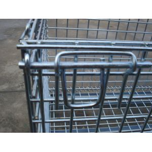 Collapsible wire mesh storage containers for warehouse rack