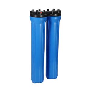China Plumbed Filter Housing 20 Slim Blue Two Conjoined Filter Housing 1/2 3/4 Outlet / Inlet on sale