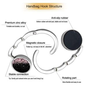 Cherry Flowers Bag Hanger Hook Handbag Table Hook Foldable For Table