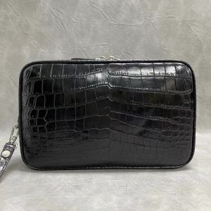 China Authentic Real Crocodile Belly Skin Zipper Closure Male Clutch Purse Genuine Exotic Alligator Leather Men Wristlets Bag on sale