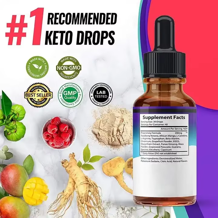 OEM Keto Drops Appetite Suppressant Weight Loss Organic Vegan BHB Keto Drops Liquid Promotes Skinny Speed Up Ketosis