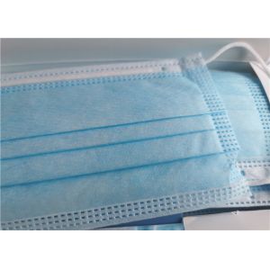 Blue Colur 3 Ply Non Woven Face Mask , Anti Pollution Earloop Medical Mask