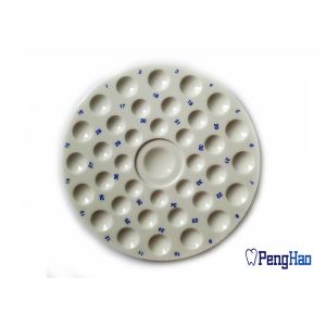 Round Shape Ceramic Mixing Slab 35 Wells Type For Dental Laboratory
