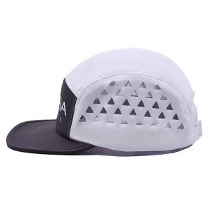 Contrast Stitching 5 Panel Camper Hat With Customized Eyelets And Flat Brim