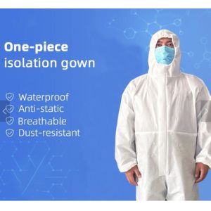 Hooded Disposable Protective Clothing , PP Nonwoven Protective Isolation Gown