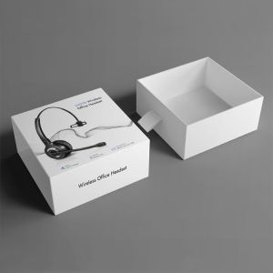Cheap Custom Logo White Rigid Sliding Headphone Headset Paper Gift Packaging Box for sale