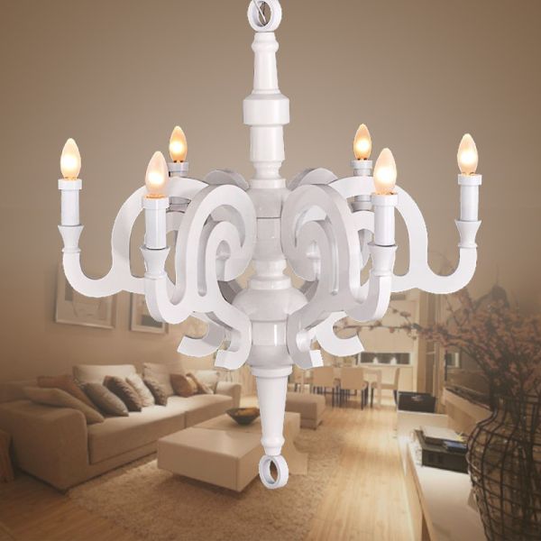 White Chandelier Postmodern indoor lighting candle chandelier Paper Chandelier L