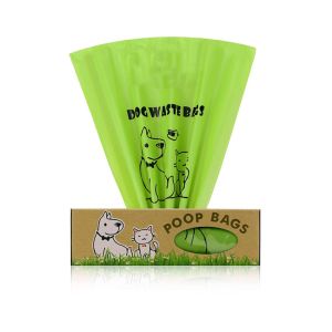 China Flat Top Biodegradable Dog Poop Bags With Handles Dispenser Box Packed Rolled on sale