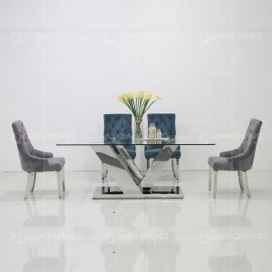 Rose Gold 180x90x75cm SS Dining Tables Durable Marble Dining Room Table