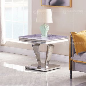 Mirror Silver 60cmx60cmx55cm Stainless Steel Side Tables Marble Top Square Shape