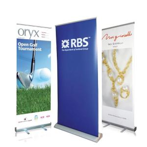 Cheap Outdoor Custom Beach Flags Aluminum Stand Retractable Display Promotional PVC Roll Up Banner for sale