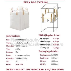 Type A polypropylene fibc big bag recycle jumbo super big bags 1500 fabric woven