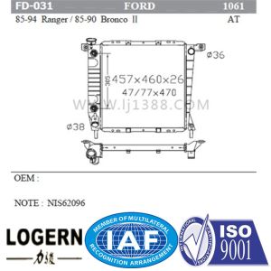 Lightweight FORD Car Radiator Used In Ranger'85-94 / Bronco Ii'85-90 Dpi 1061