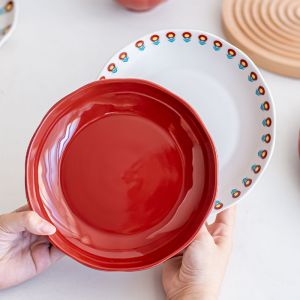 Ceramic Nordic Style Luxury Tableware Porcelain Plant Pattern Dinnerware For 8