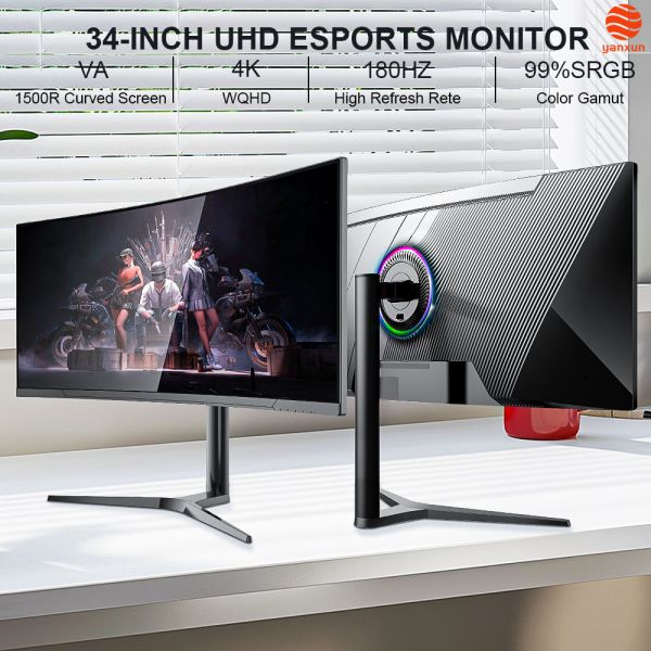 Quality 34 Inch 1500R Curve Rate Widescreen Gaming Monitor 144Hz 165Hz 180Hz With Adjustable Bracket wholesale