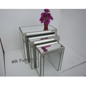 China Interior Mirrored Glass Side Table , Living Room Silver Mirror Side Table on sale