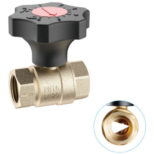 Quality 3721 Female X Female Brass Regulating Valve With "V" Shape Openning Stainless Steel Ball And Plastic Graduated Handwheel wholesale