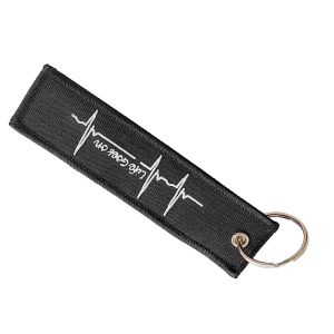 China Minimalist Heartbeat Keychain Charm - Custom Name / Date Embroidery - Stainless Steel Ring​ on sale