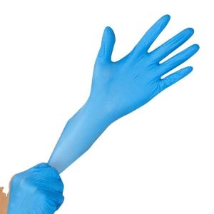 Medium Size Blue Full Fingered Disposable Exam Gloves