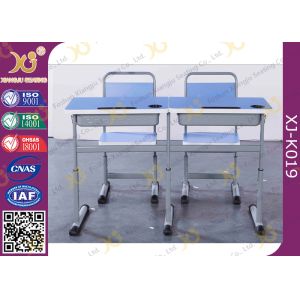 Wooden Double Training Seminar Table And Chair Set Adjustable Height