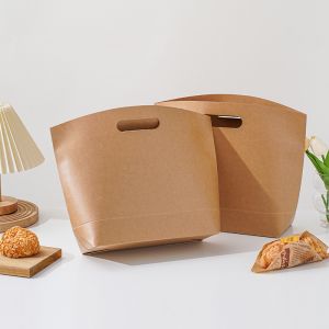 China Kraft Paper Bag Bread Baking Packaging Bag Takeaway Thickened Packaging Bag Can Be Customized Logo on sale