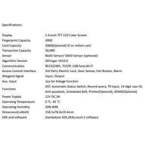wifi fingerprint access control F22 with TCP/IP software USB download time