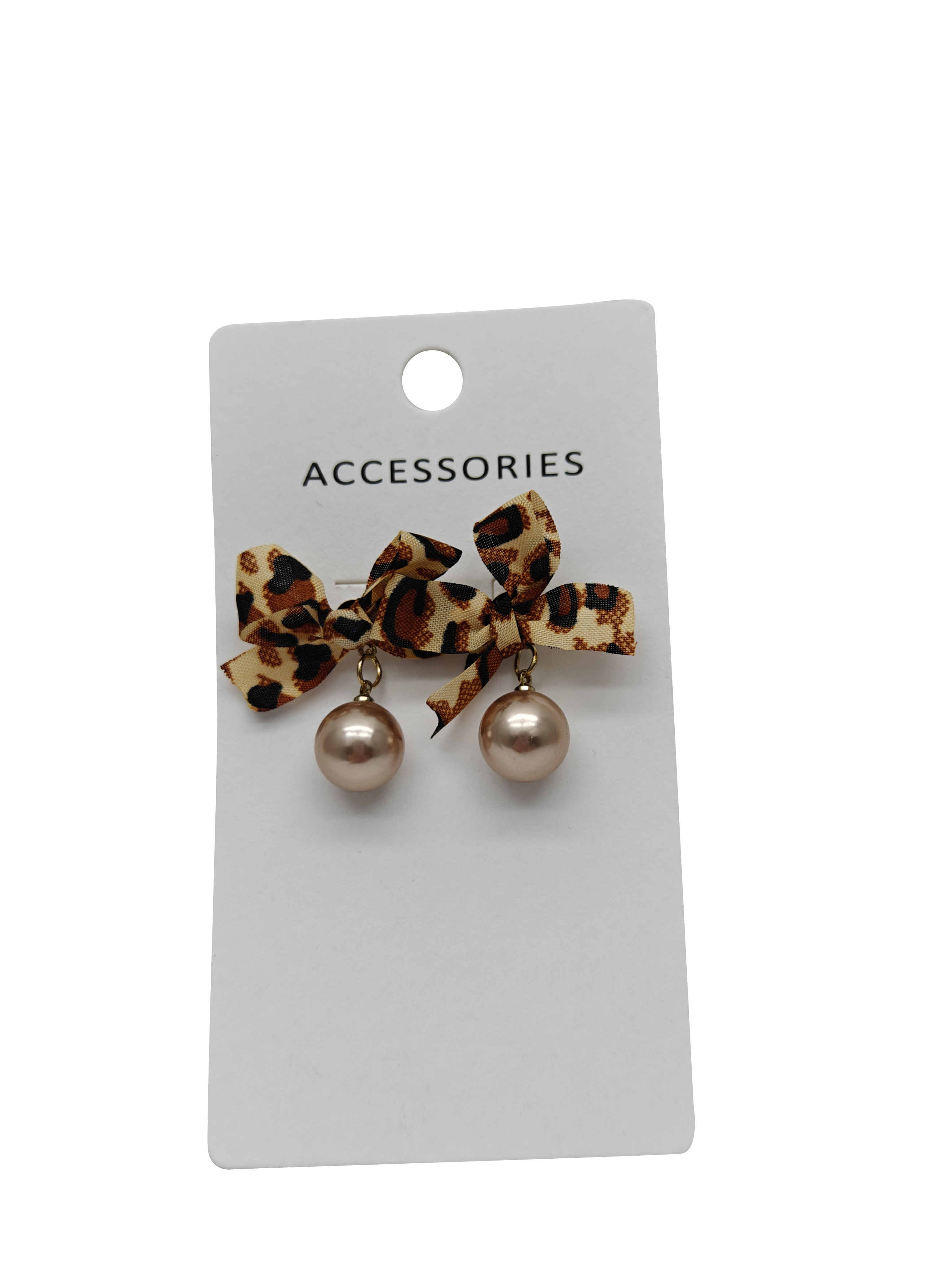 Vintage Style Leopard Print Flocking Bow Earrings Pearl Bow Knot Stud Earrings for Women and Girls for Party and Gift