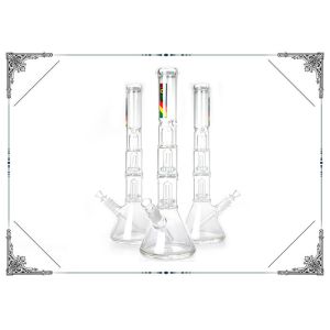 ZOB 18 Inches Tall Glass Beaker Bong With Double Showerhead Perc Hookah Pipes