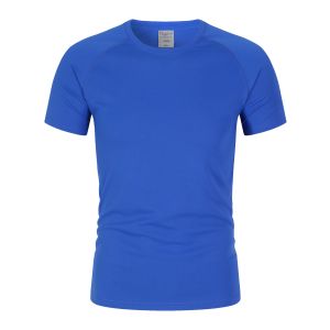 China ODM Embroidered 240gsm Round Neck T Shirt Polyester Blank Blue Plain T Shirts on sale