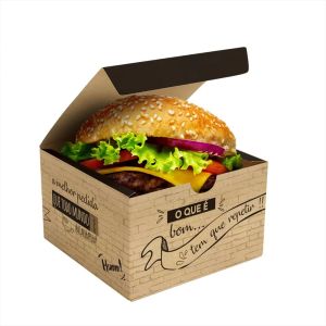 Customized Biodegradable Fast Food Burger Box Oil Resistant Takeaway Paper