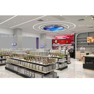 Cosmetic Shop Design Black Golden Perfume Store Shelf for Retail Display