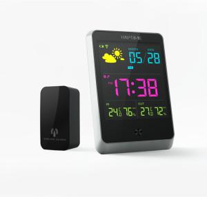 China Wireless Temperature Humidity Sensor Thermometer Hygrometer Digital Alarm Clock Snooze on sale