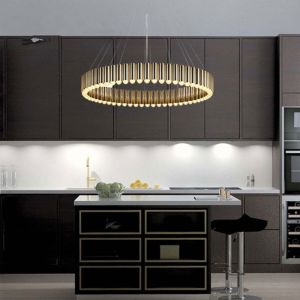 Postmodern Luxury LED Chandelier Round Water Pipe ndustrial Carousel LED