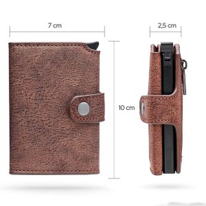 Convenient Carbon Brazed Three-Fold Automatic Card Holder Genuine Leather Men's