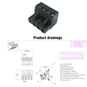 5.08mm Pitch PCB Pluggable Screw Terminal Blocks Plug + Right Angle Pin Header