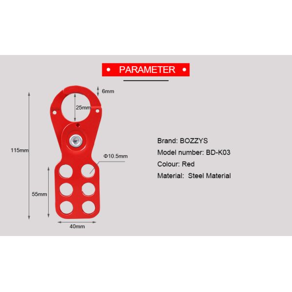 BOSHI China Supplier 6 Padlocks Steel Material Red Lockout Tagout Hasp