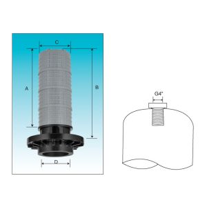 Top mount stack diffuser with net for water distributor 6 " Flange