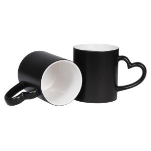 11oz Heart Sublimation Coated Ceramic Magic Mugs Semi-Glossy Color Change