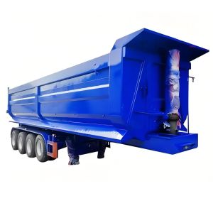 Cheap CIMC New Used 4 Axles U Shape Tipper Tractor Side Rear Heavy Duty Dump Trailers With Hydraulic Cylinder for sale