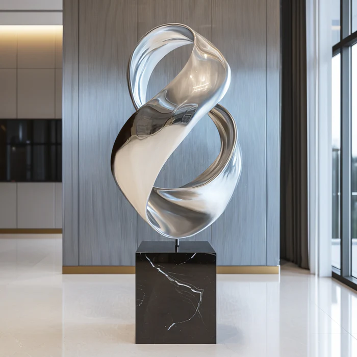 Contemporary Modern Abstract Infinity Stainless Steel Sculpture