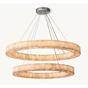 60 Watts LED Foyer Chandelier Brass Stone Large Foyer Pendant Light