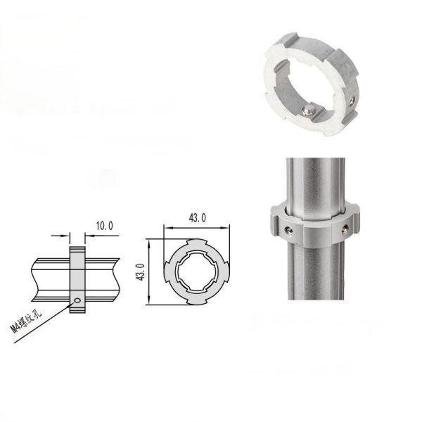 DYE28-03 6005 T6 Aluminum Tube Fittings Lean Pipe Slider Horizontal Located Ring