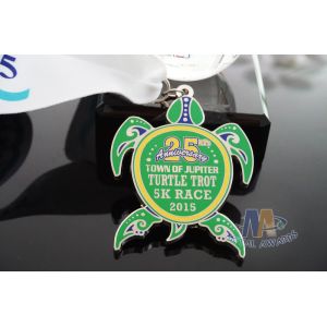 Sea Turtle Design Custom Imitation Hard Enamel with Sublimated Ribbon