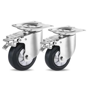 China High Quality Industry Thermoplastic Rubber and Steel Caster Wheel Double Ball Bearing Swivel with Brake Mid Heavy Duty 5inch on sale