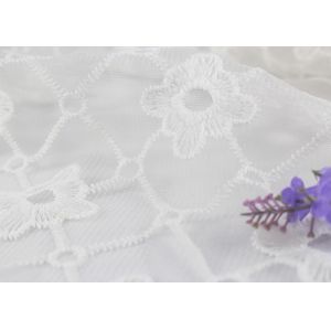 Custom Embroidered Lace Fabric With Milk Silk On Nylon Mesh For Fashion