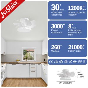 20" White LED Light Ceiling Fan with 7 ABS Blades and 10-Year Motor 1stshine