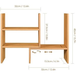 Multifunctional Rectangle Bamboo Desk Organizer File Sorter Catalogue Rack