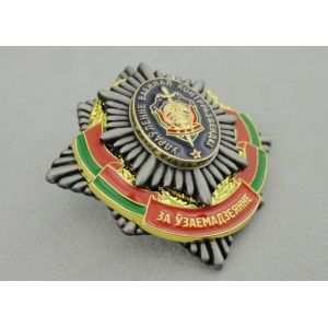 Screw Souvenir Badges Army / Car / Awards With Antique Silver Plating